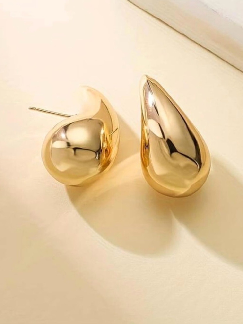 Chunky Gold Tone Teardrop Earrings for Women